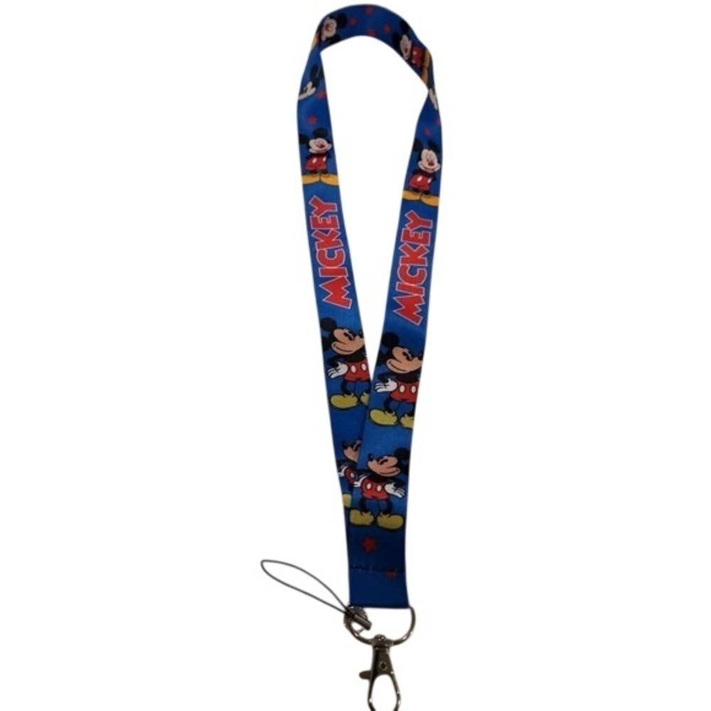 Disney Mickey Mouse Pin Trading Neck Lanyard ID Badge Key Holder Blue New